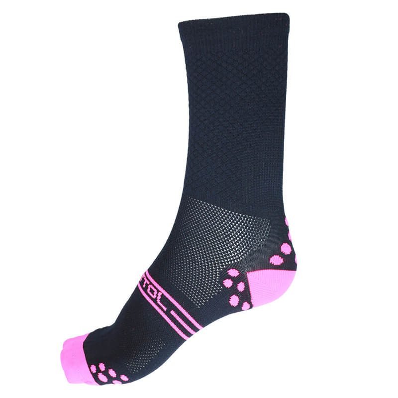 Medias Para Ciclismo Negra Puntos Fucsia 10-12