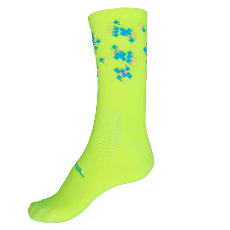 Medias Para Ciclismo Amarillo Neon Rombos Azul 10-12