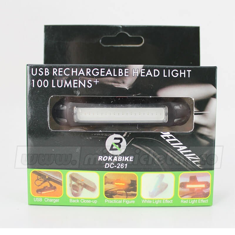 Luz Trasera/Delantera Rb 100 Lm Azul/Rojo Recargable Dc-261 - Imagen 4