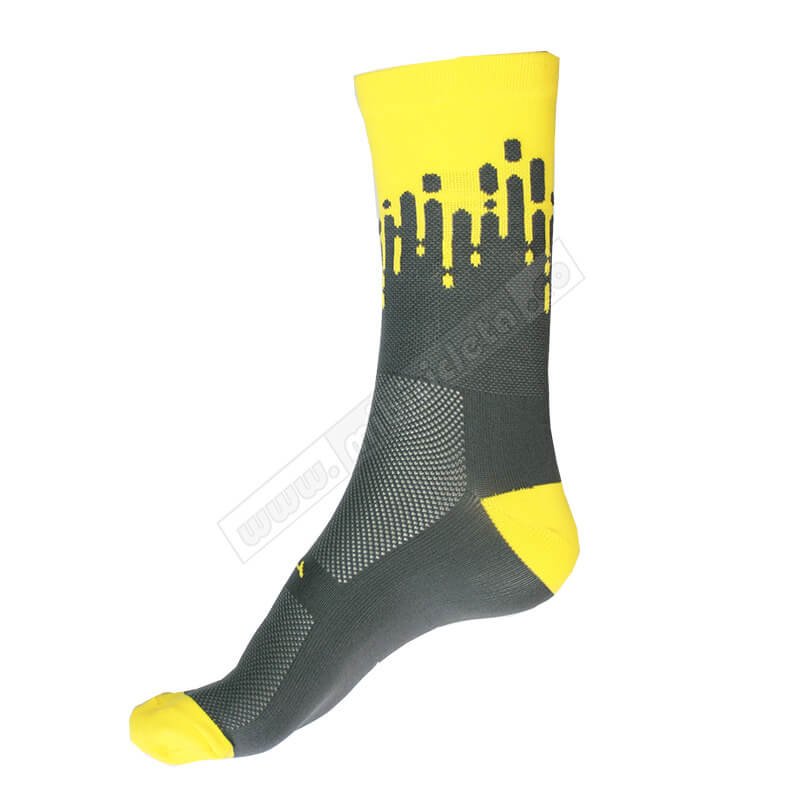 Medias Para Ciclismo Negra Gris Cascada Amarillo 10-12