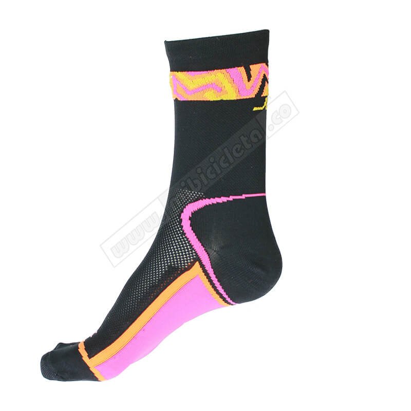 Medias Para Ciclismo Negra Typical Magenta 10-12