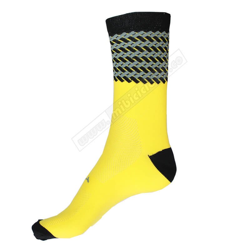 Medias Para Ciclismo Amarillo Carbono Negro 10-12