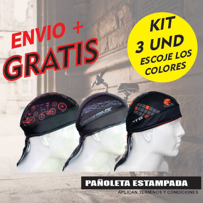 Pañoleta de Ciclismo Estampada 30 Resortada Campg Negra - Imagen 3