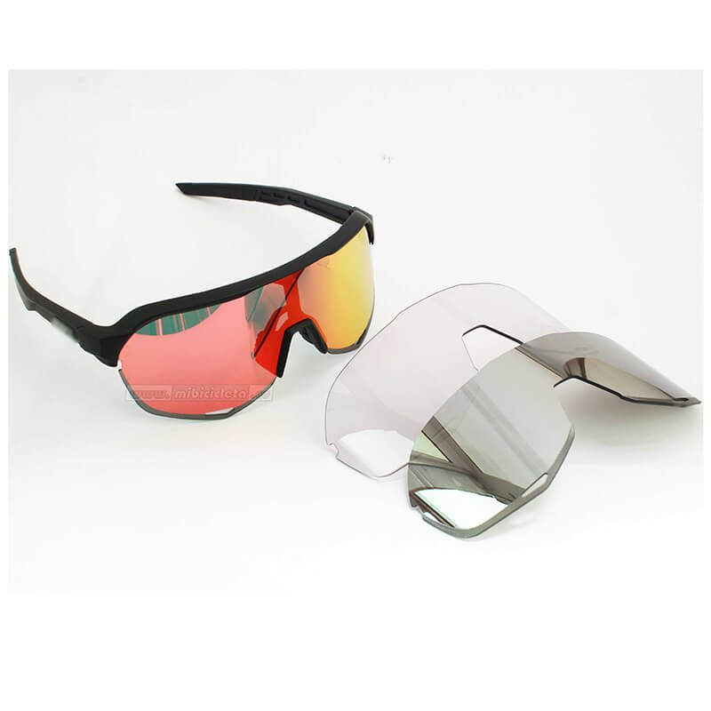 Gafas ciclismo Sim 100# Z2 AAA 3 Lentes Fotocromatico/Rojo/Plata - Imagen 6