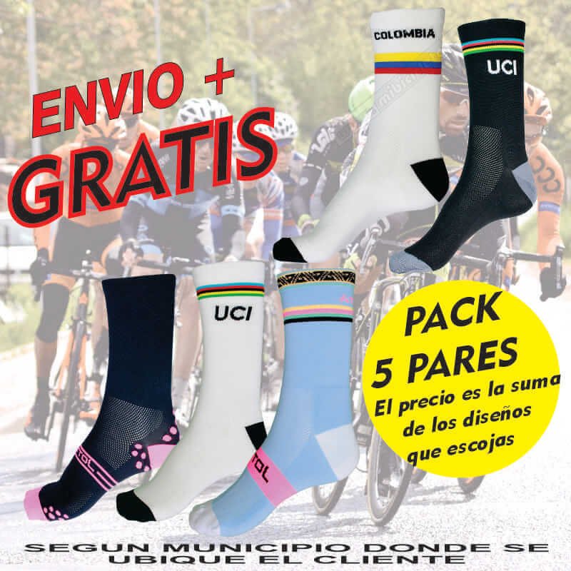 Medias Para Ciclismo Negras Casual Lineas 10-12 - Imagen 2