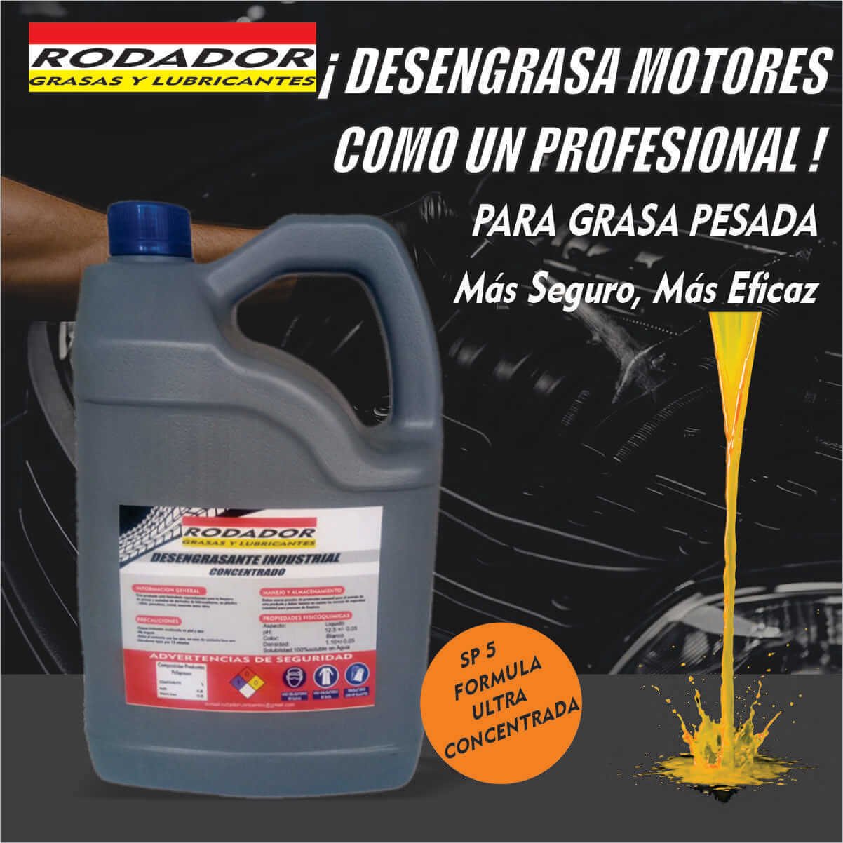 Desengrasante Rodador SP5 Naranja Ultra Concentrado 3800 ML (1 Galon) - Imagen 3