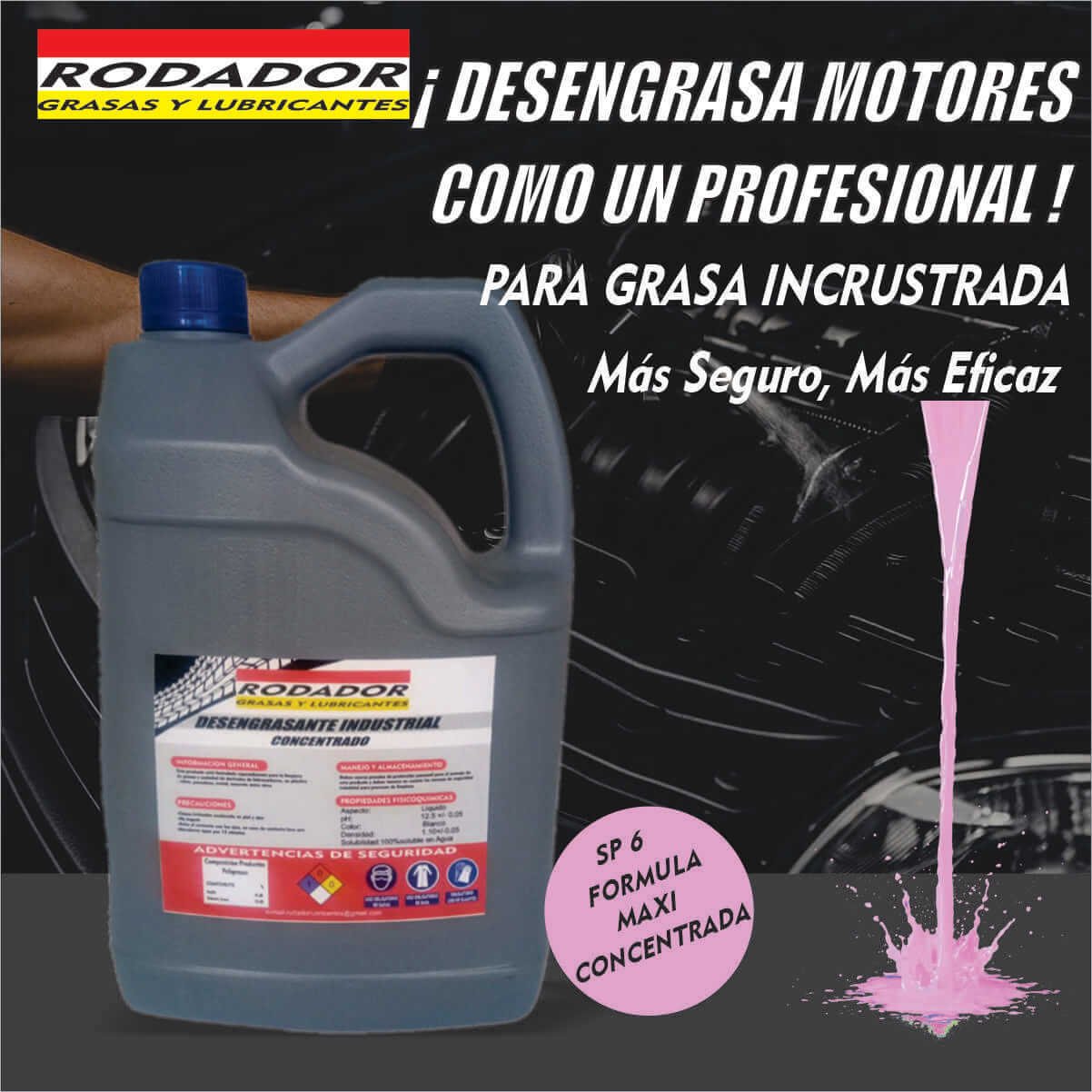 Desengrasante Rodador SP6 Maxi Ultra Desincrustrante 3800 ML (1 Galon) - Imagen 2