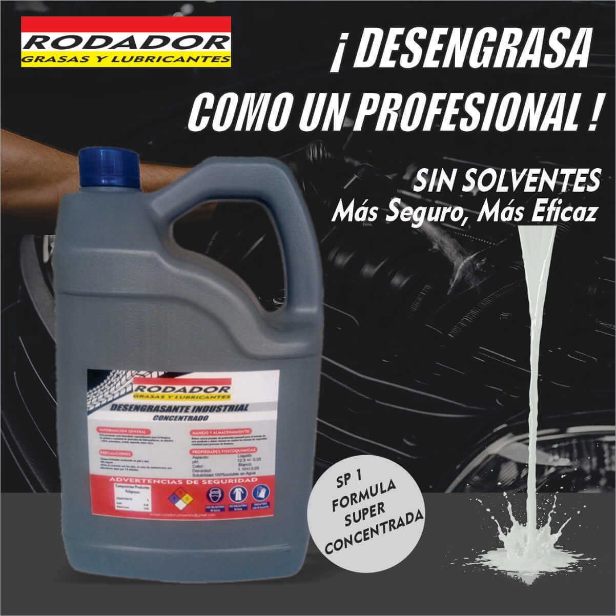 Desengrasante Rodador SP1 Blanco Super Concentrado 3800 ML (1 Galon) - Imagen 2
